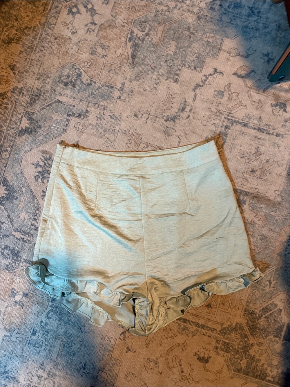 SHEIN Light Green Ruffle Hem Skort Shorts